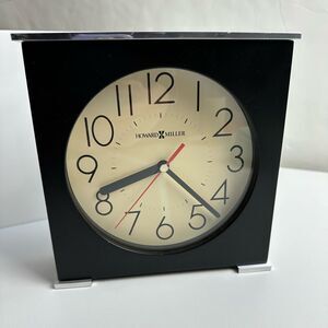 Retired Howard Miller Maxim Table Clock Black & Silver Works!